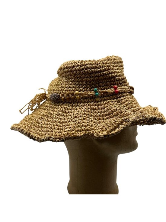 Saks Fifth Avenue Blue Women\'s OS Straw Hat Boho Hippie Floppy Wide Brim Woven main image 7